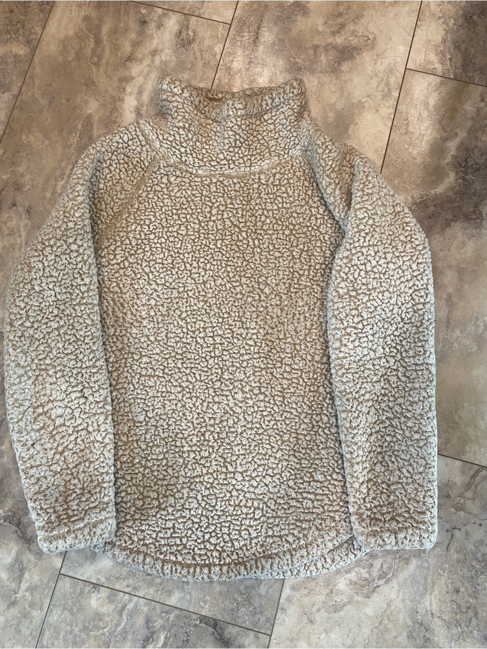 Eddie Bauer Cream Sherpa Funnel-Neck Pullover